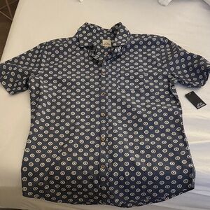 Men's Navy Circle Print Casual Shirt